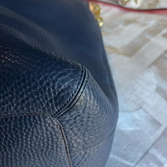 Coach 25304 Soft Legacy Pebbled Leather Rory Satchel Midnight Navy - Picture 9 of 11